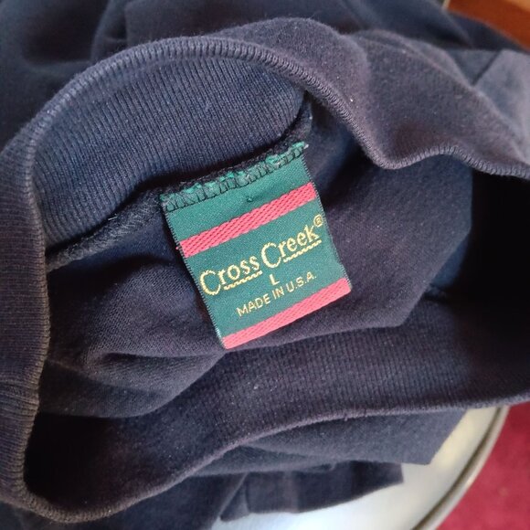 Vintage Large T-shirt Single Stitch 90's Cross Creek Black Long Sleeve Mock Crew - Picture 4 of 4